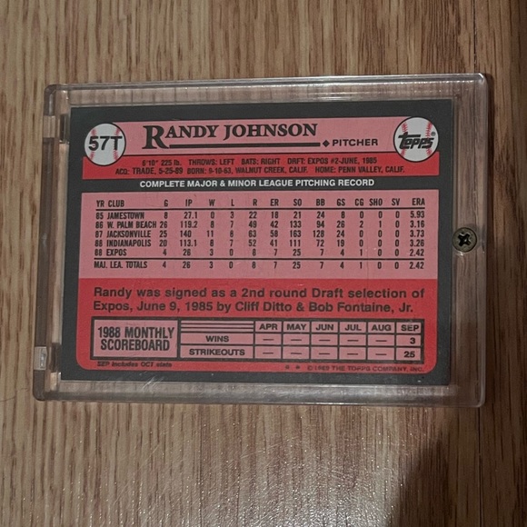 1989 Topps Trade Randy Johnson Mariners #57T (MISC10) - Picture 2 of 2